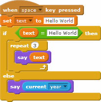 Screenshot: Scratch program