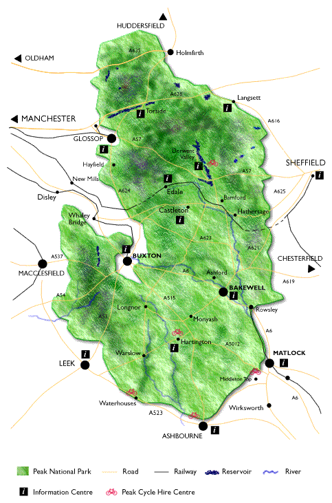 Location of the Peak District National Park