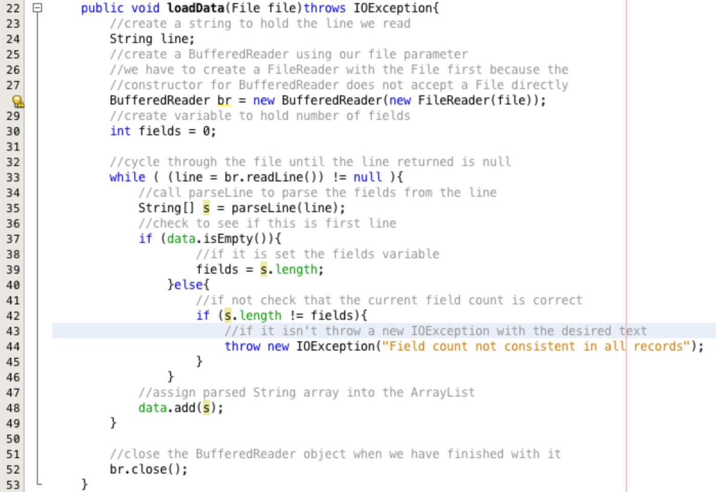 Final version of the dataLoad method