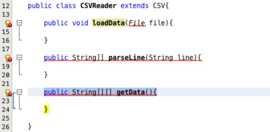 CSVReader with method structure.