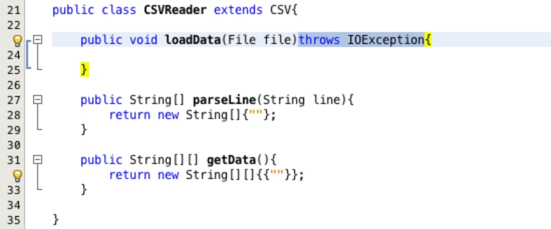 Adding error throw to the loadData method