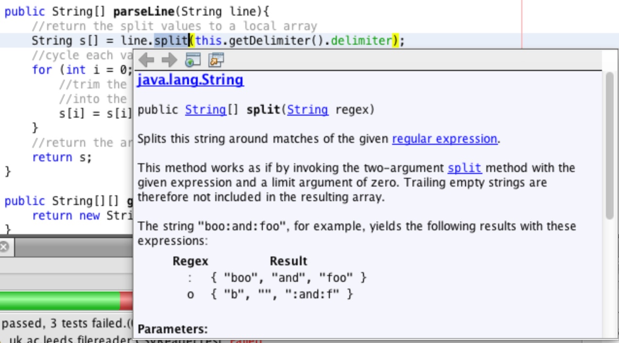 Split method documentation