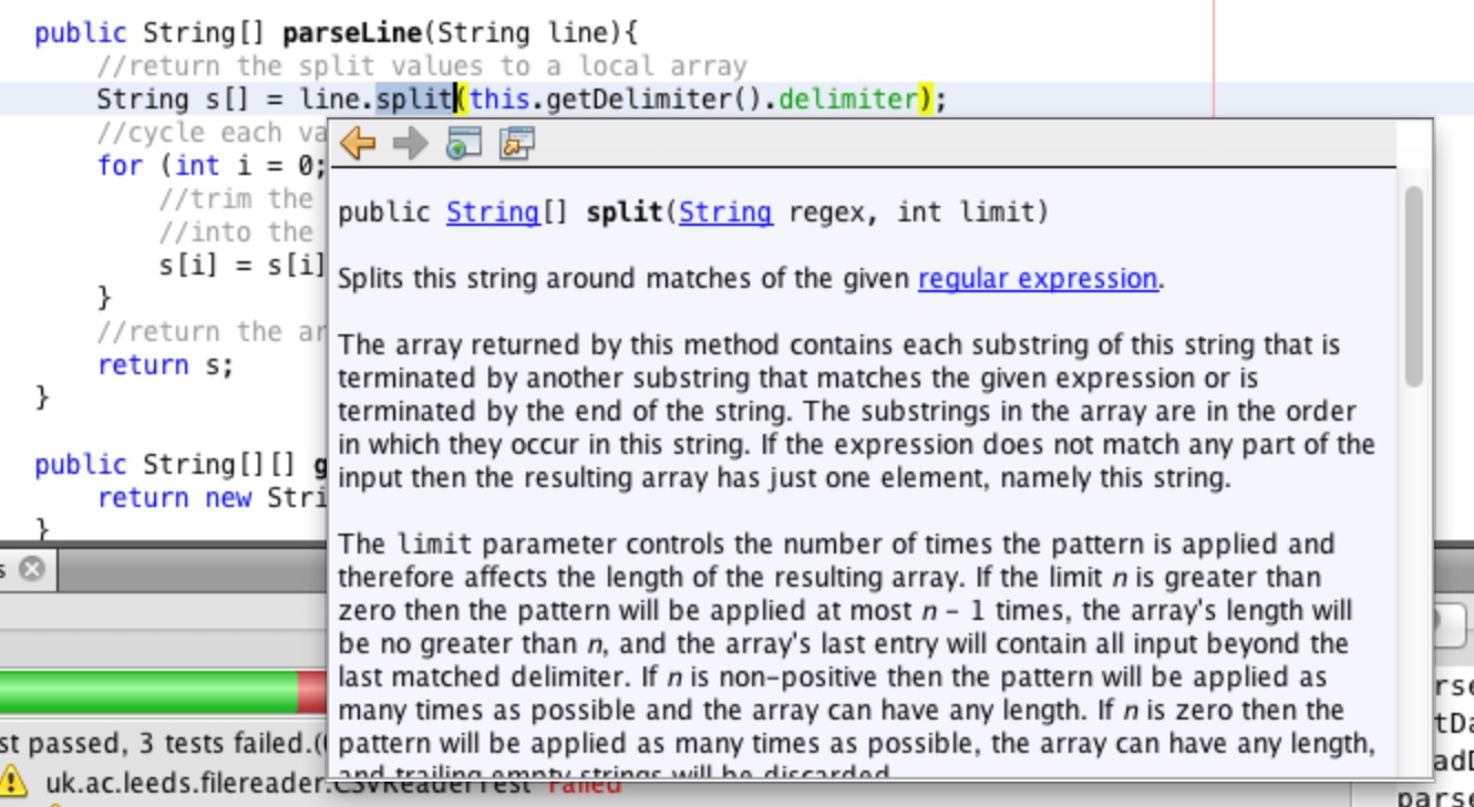 Two argument split method documentation