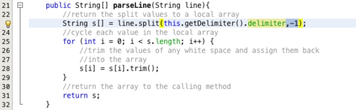 Final version of the parseLine method