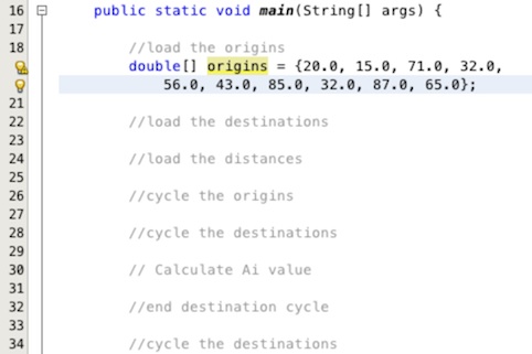 Entering origin data