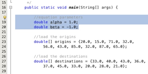 Equation parameters