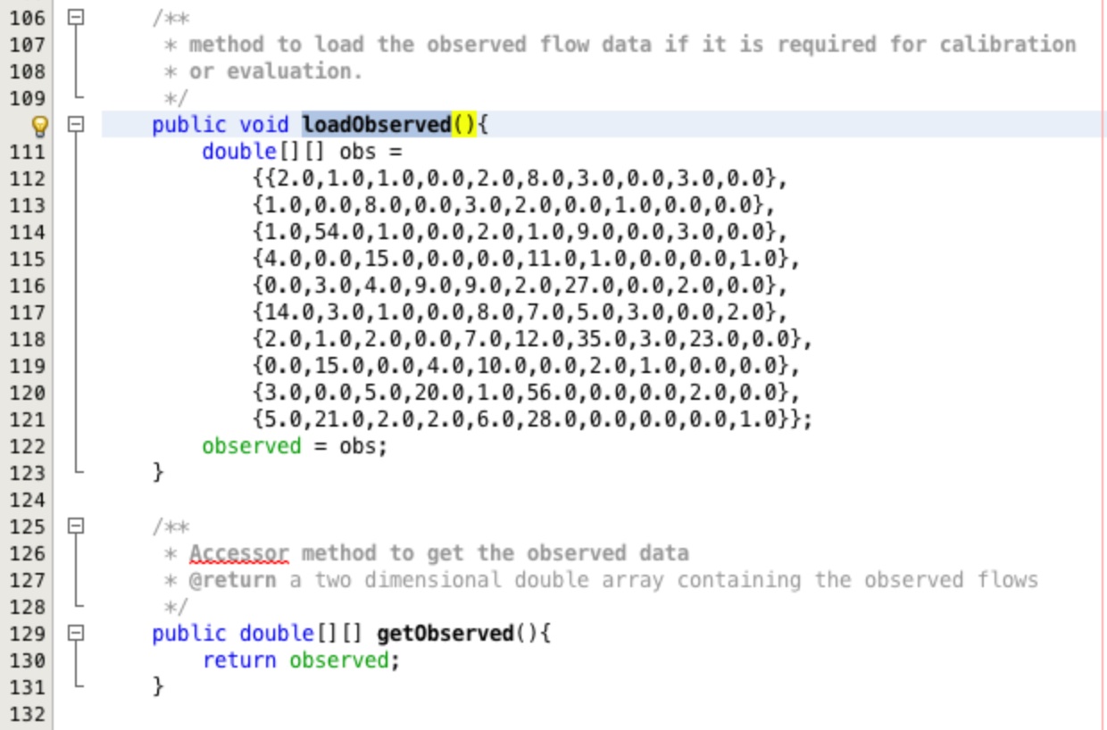 Populate the array to hold the observed data