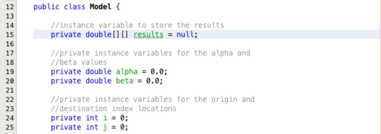 Adding results instance variable to Model