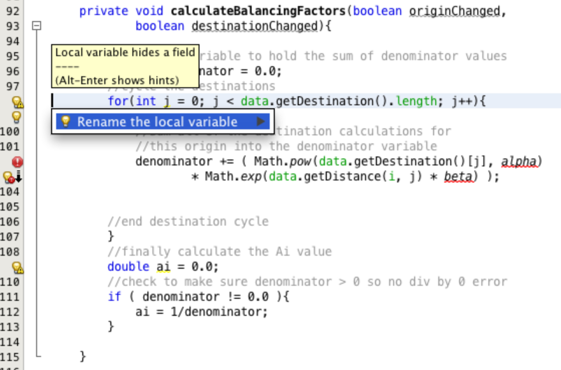 Renaming the local j variable