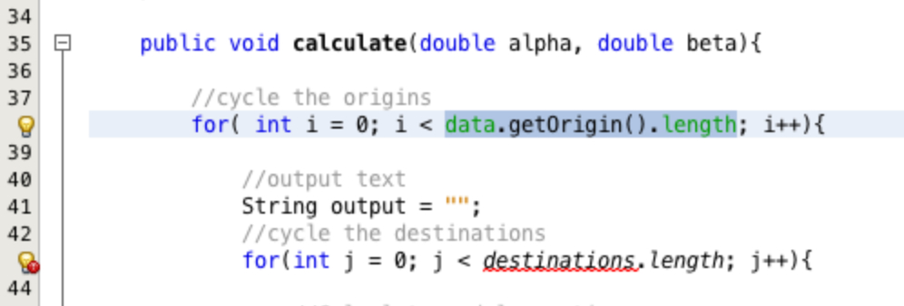 Accessing the origins length attribute.