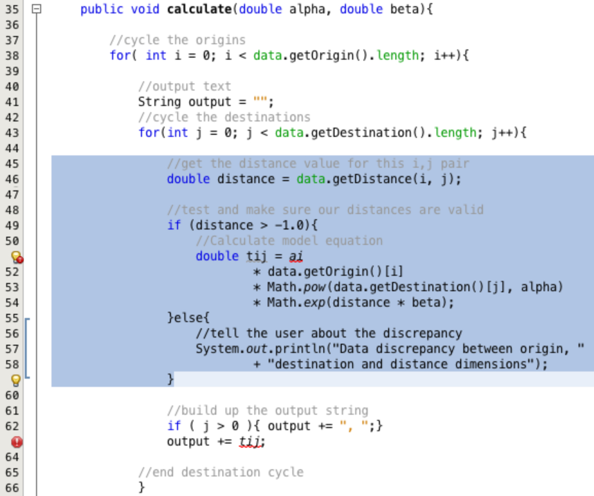 Accessing the distance values.