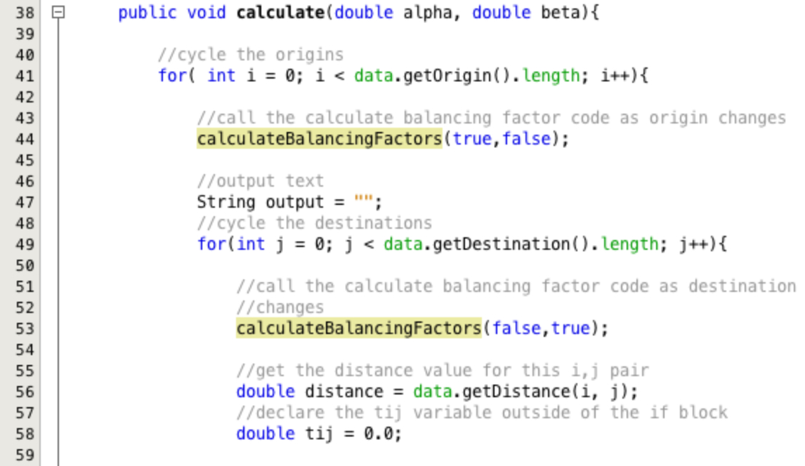 Calling calculateBalancingFactors