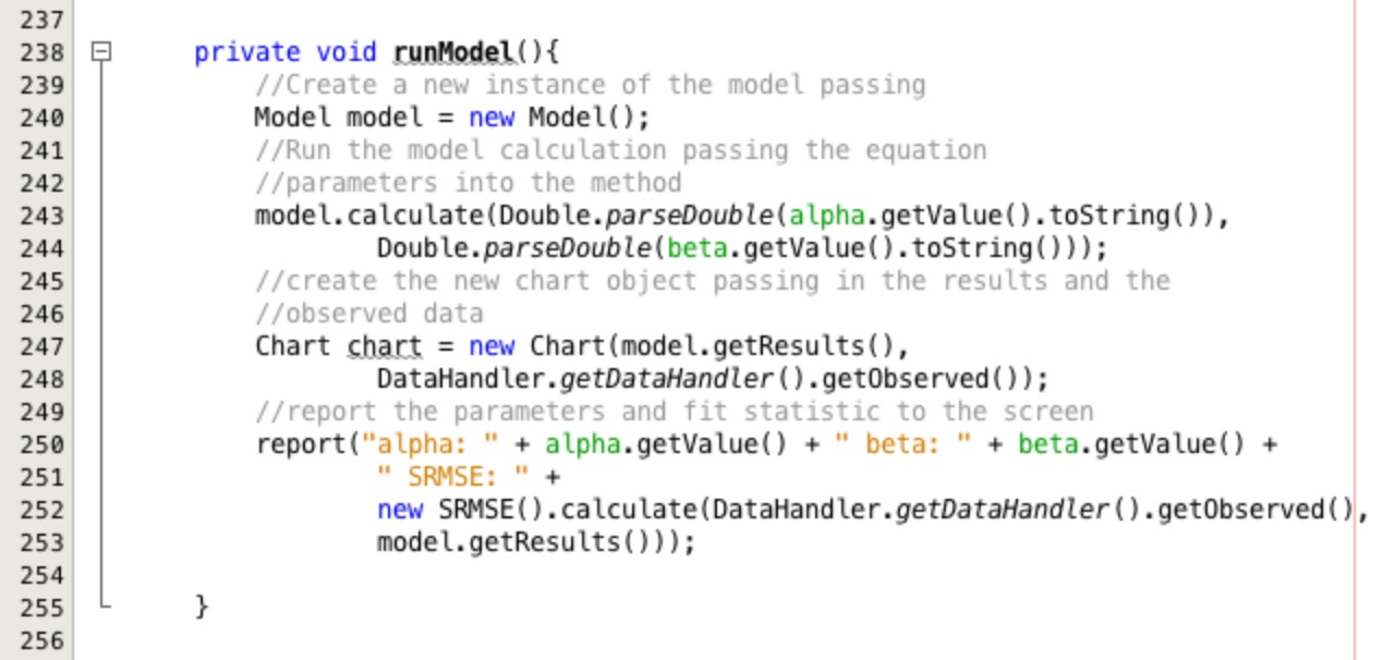 Commands to run the model as a single model run