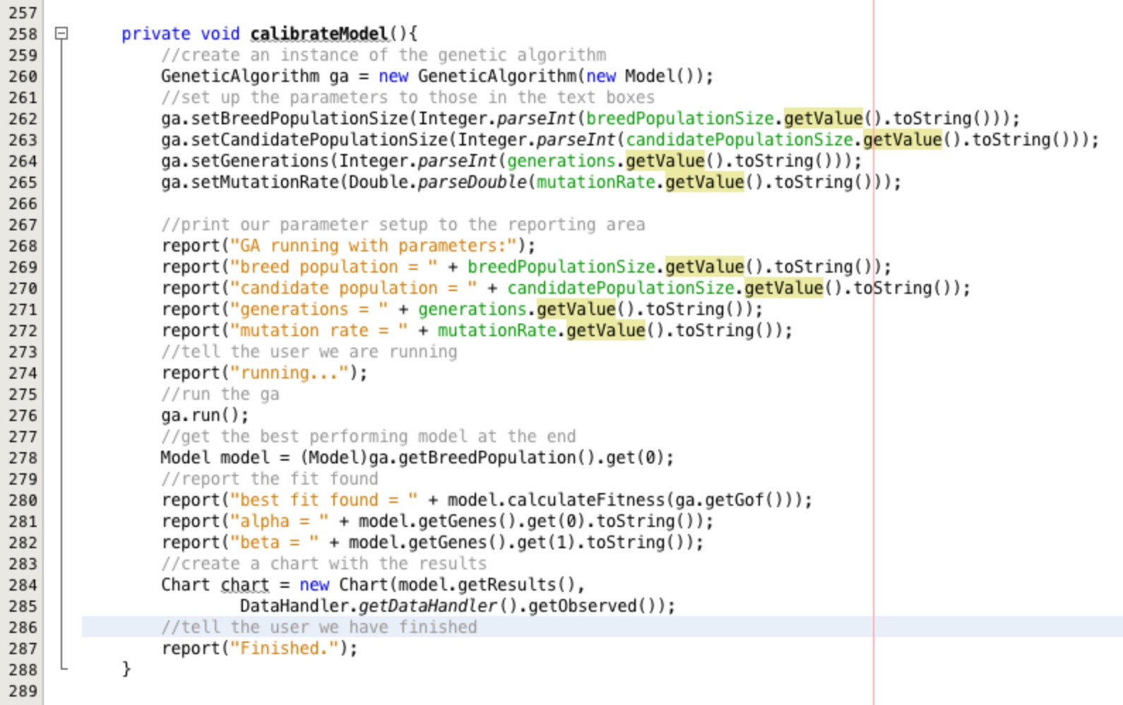 Commands to optimise the model