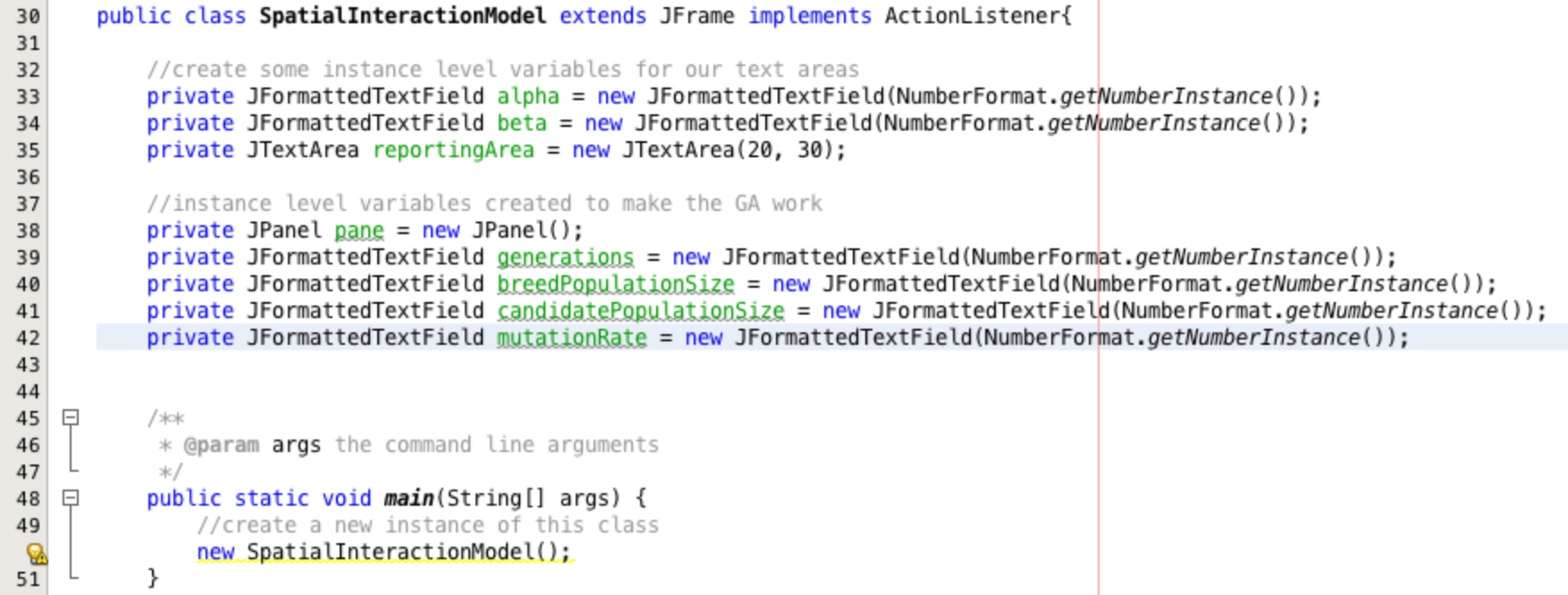 Creating the instance level variables