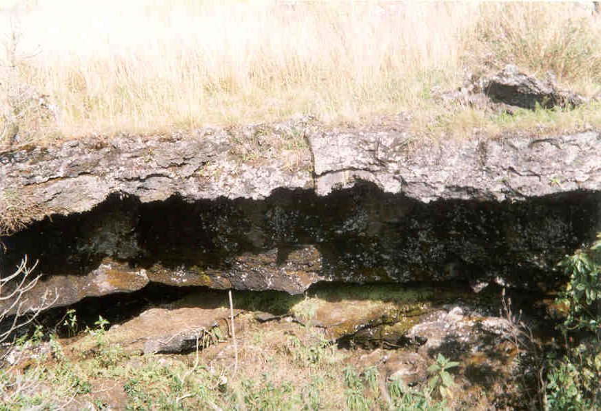 Fig 3. Collapsed roof segments over lava tubes at 2710m above sea level